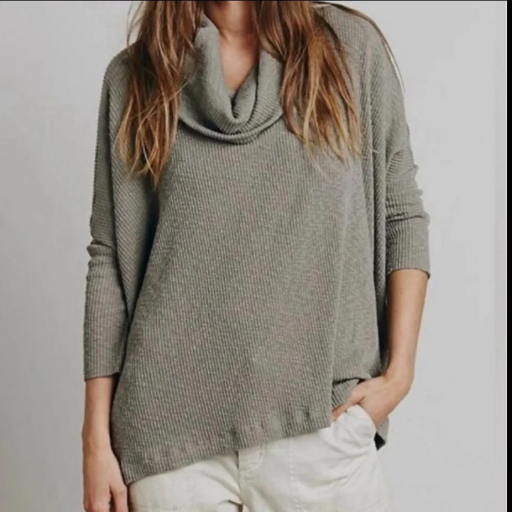 Free People Beach Womens World Traveler Open Split Back Top Ribbed Cowl Neck XS